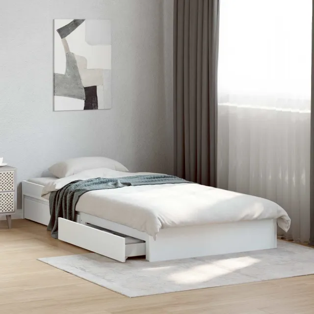vidaXL Bedframe met opslag met lade Wit 80 x 200 cm Bewerkt hout