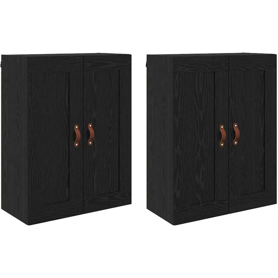 vidaXL Wandkast 2 st Zwart Eiken 69,5 x 34 x 90 cm Bewerkt hout, foto 3