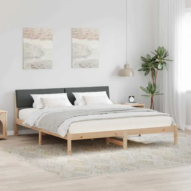 vidaXL Bedframe Bruin en donkergrijs 200 x 200 cm Massief grenenhout