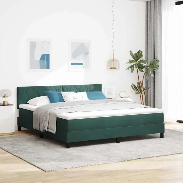vidaXL Boxspringbed met hoofdeinde Donkergroen 180 x 200 cm Fluweel