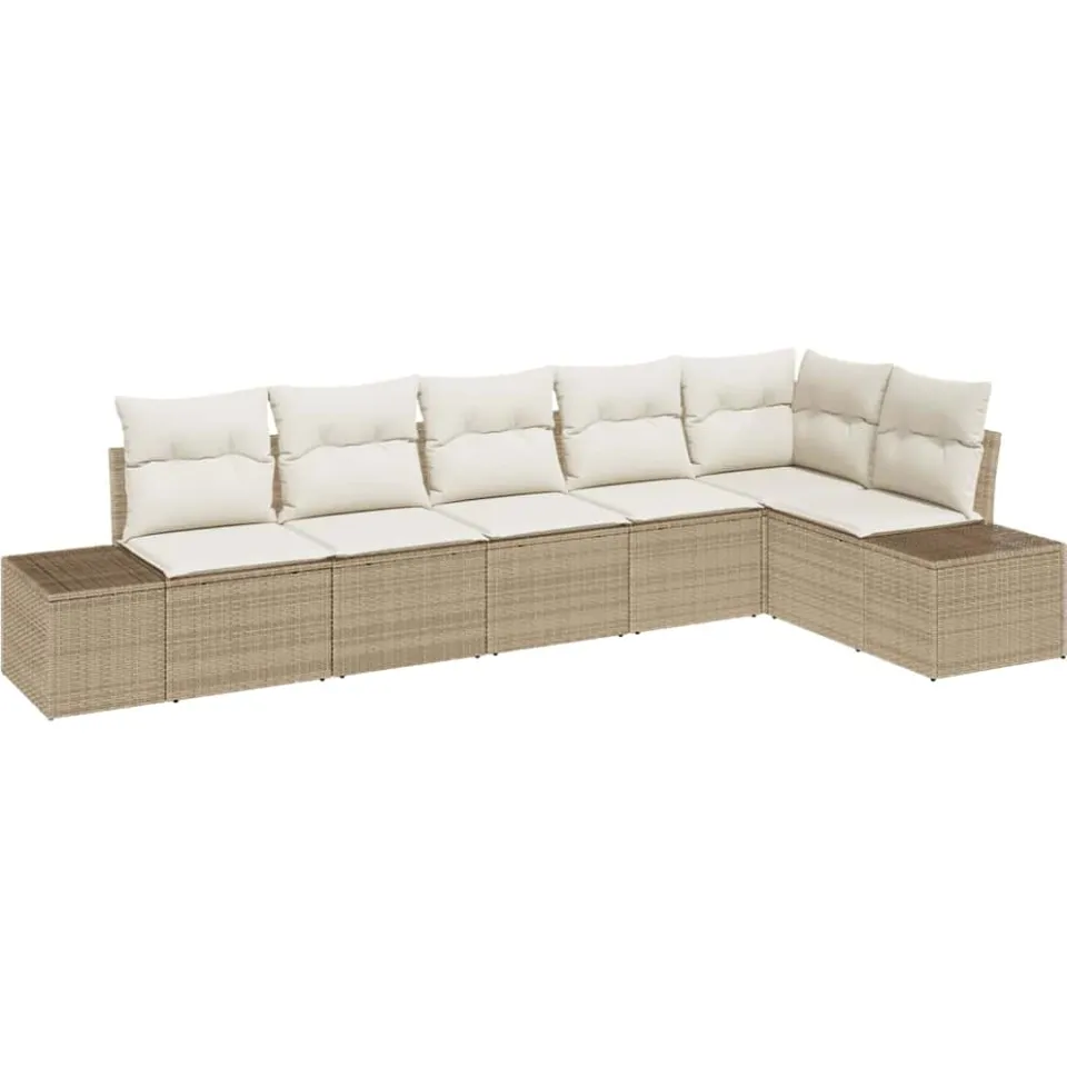 vidaXL Tuinbankenset 6 st Beige en Crème poly rattan