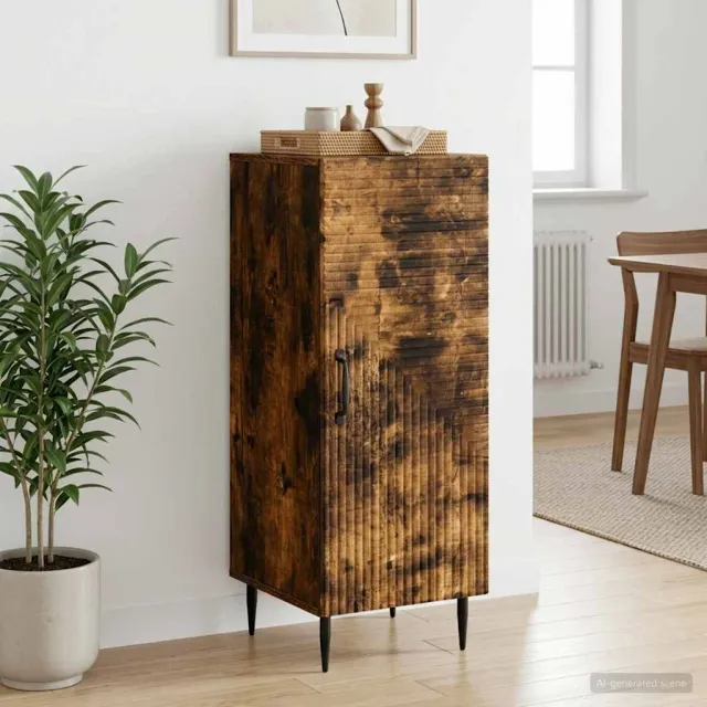 vidaXL Dressoir Gerookt eiken 33 x 34,5 x 89,5 cm Bewerkt hout Bruin