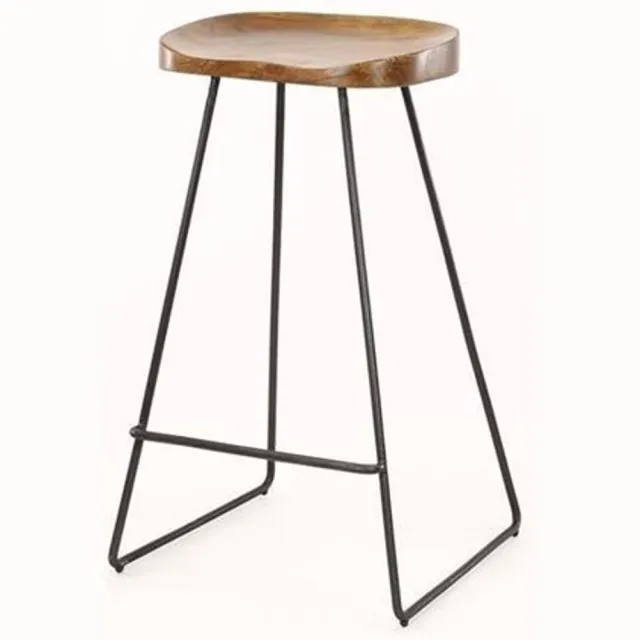 Industrieel In Huis Houten Barkruk Set Van 4 - Bruine Massief Houten Barstoel van Acaciahout - Hoge Stoel in Scandinavische Industriële Stijl - Ronde Barkruk Met Natuurlijk Massief Hout (37x29x71) Set Van 4
