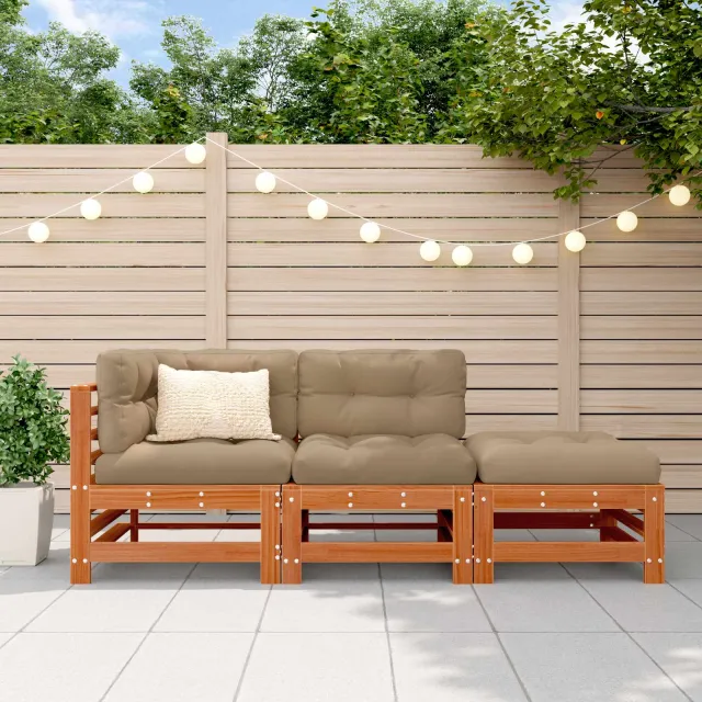 vidaXL Sectie Sofa Eenheden 3 st Massief grenenhout Wax Bruin Den