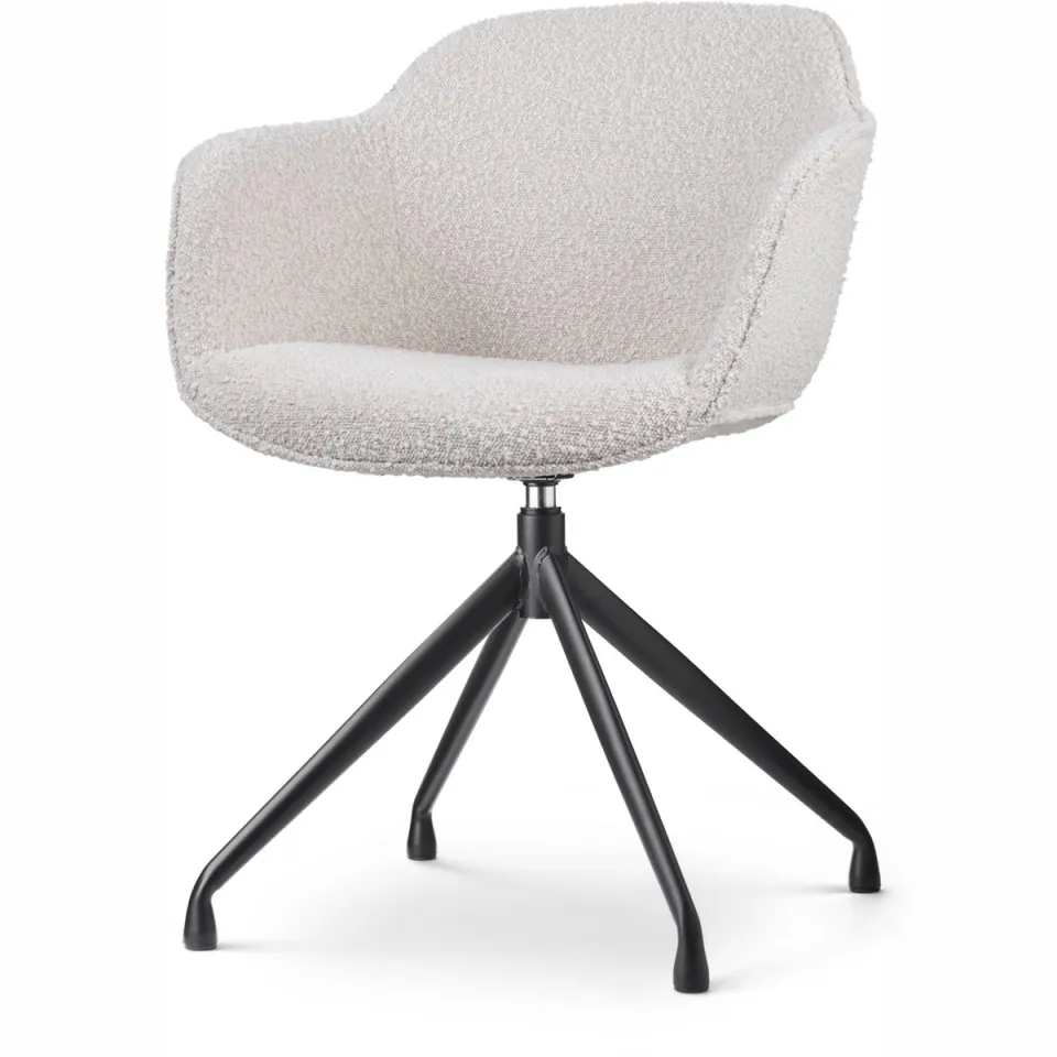 Nolon Nola-Mare draaibare eetkamerstoel bouclé beige - zwart onderstel