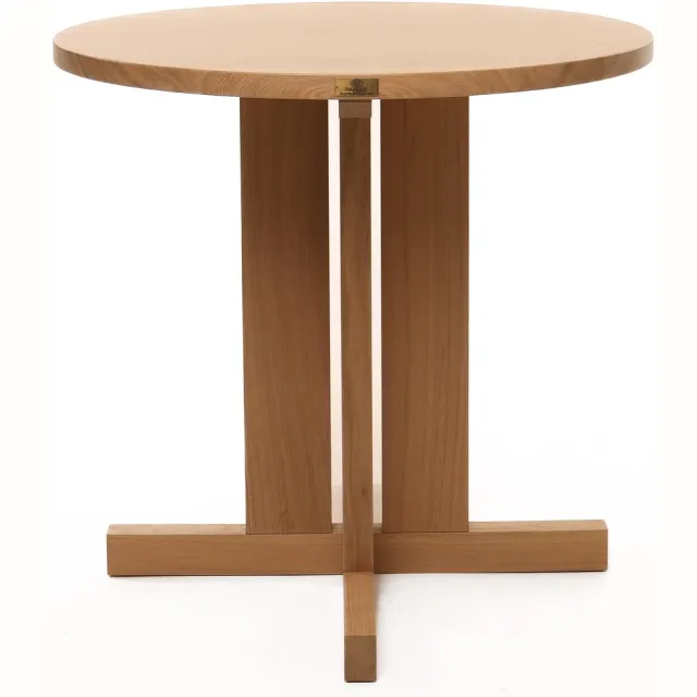 IVANKART Ronde Eikenhouten Eettafel met Centrale Kruispoot –70 cm Diameter–75 cm Hoog – IVANKART Natuurlijk eiken