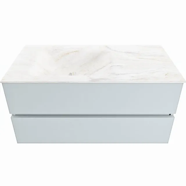 Mondiaz VICA-DLUX 100cm badmeubel onderkast Clay 2 lades. Inbouw wastafel CLOUD links zonder kraangat, kleur Ostra.