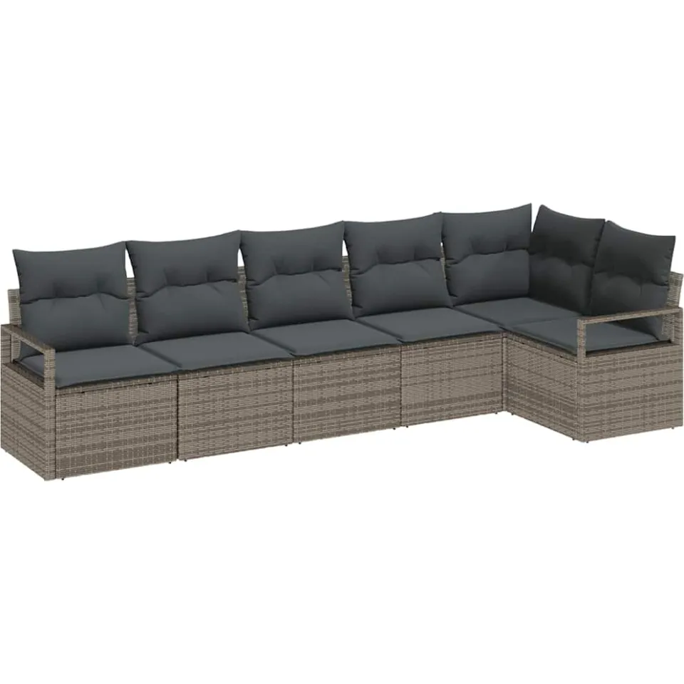vidaXL Bankstel 6 st Grijs poly rattan
