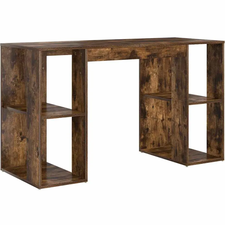 vidaXL Bureau Gerookt eiken 130 x 50,5 x 75 cm Bewerkt hout, foto 3