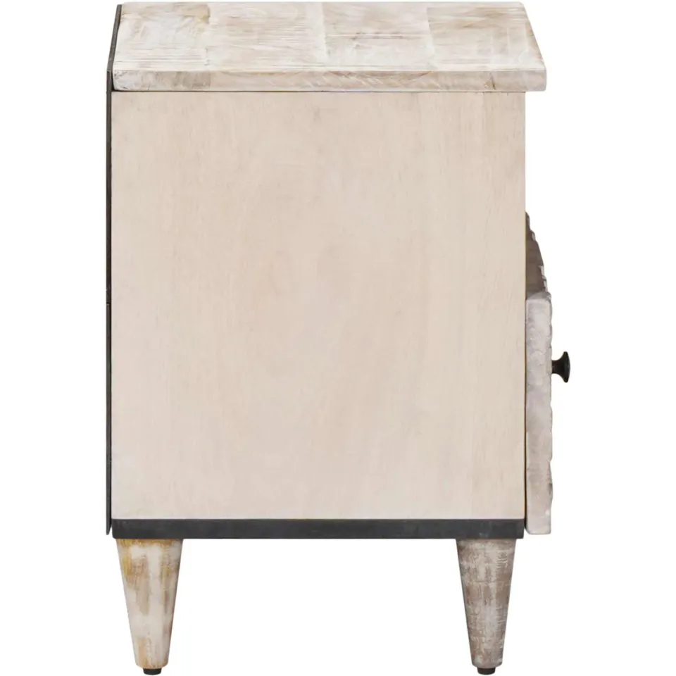 vidaXL Bed kast met lade Wit 40 x 33 x 46 cm Massief Mango Hout, foto 4