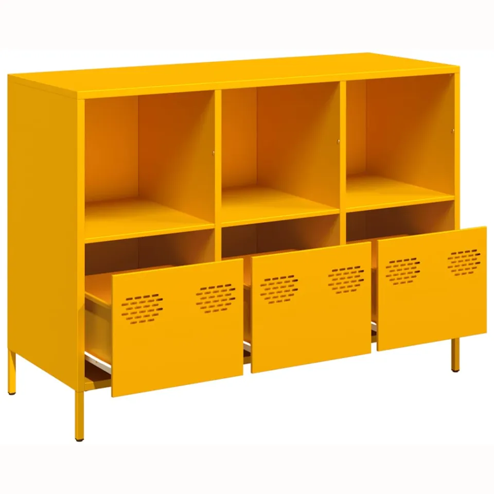 vidaXL Dressoir 101,5x39x73,5 cm koudgewalst staal mosterdgeel, foto 4