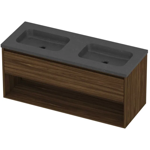 Proline Rollo Badmeubelset Hardsteen Elegant Dubbel 120x46x54 cm Blue Stone Cabana Oak Eiken