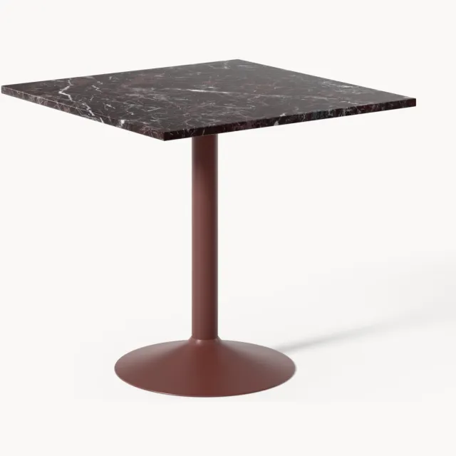 Westwing Collection Eettafel Miley met marmeren blad, 80 x 80 cm Wijnrood