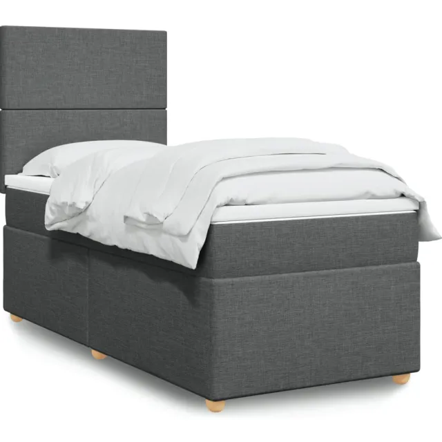 vidaXL Boxspring met matras stof donkergrijs 80x200 cm grijs