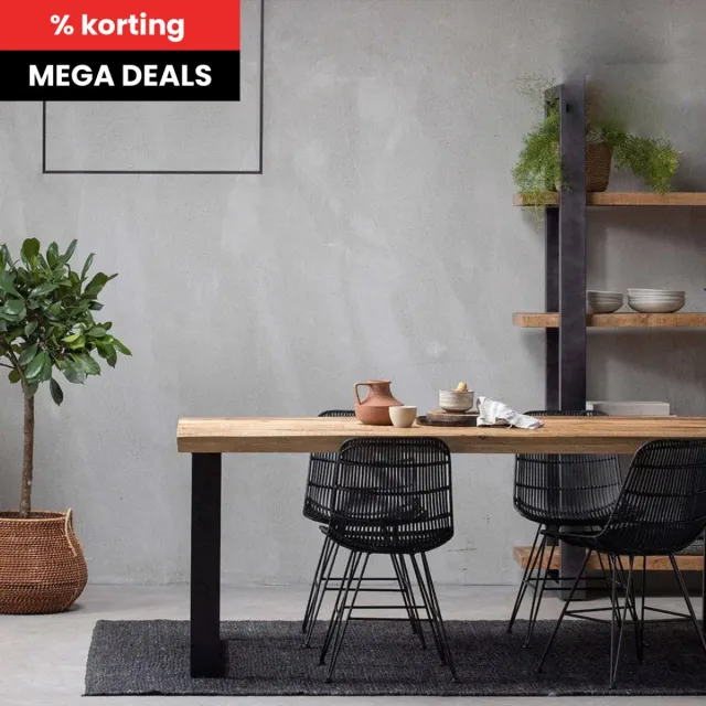 Mahom Mangohouten Eettafel Britt Rechthoek 260x100 cm Mahom Industrieel - Dinertafel van Mangohout & Metaal - Industriële Eettafel Bruin