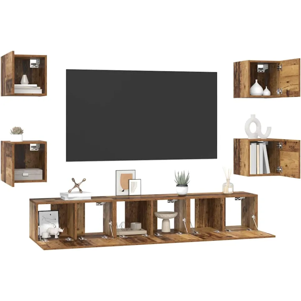 vidaXL Tv-meubelset 7 st 60 x 30 x 30 cm Oud Hout Bruin