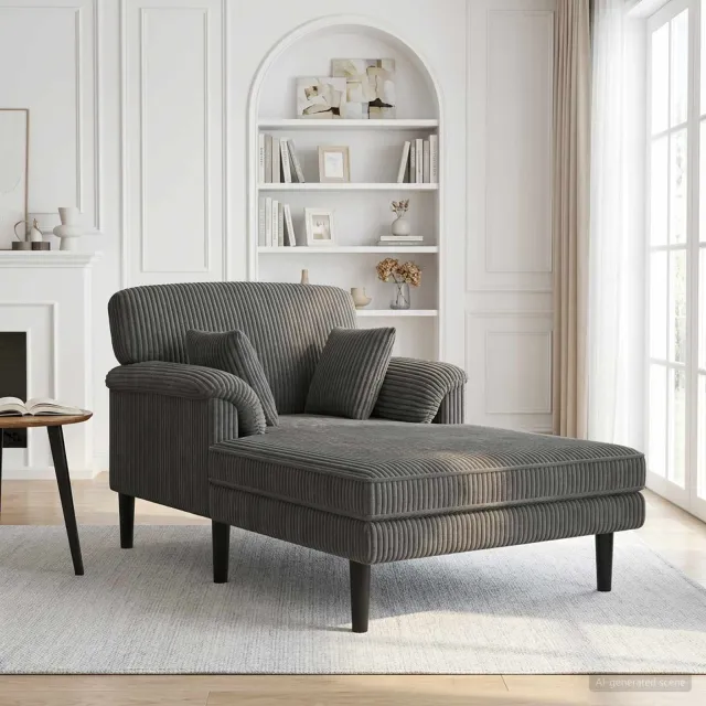 vidaXL Chaise longue Lichtgrijs Katoenen stof, foto 2