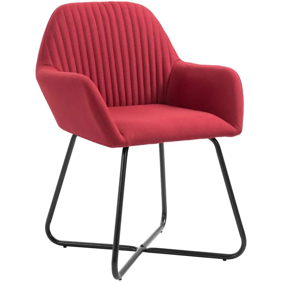 vidaXL Eetkamerstoelen 2 st stof wijnrood, foto 2