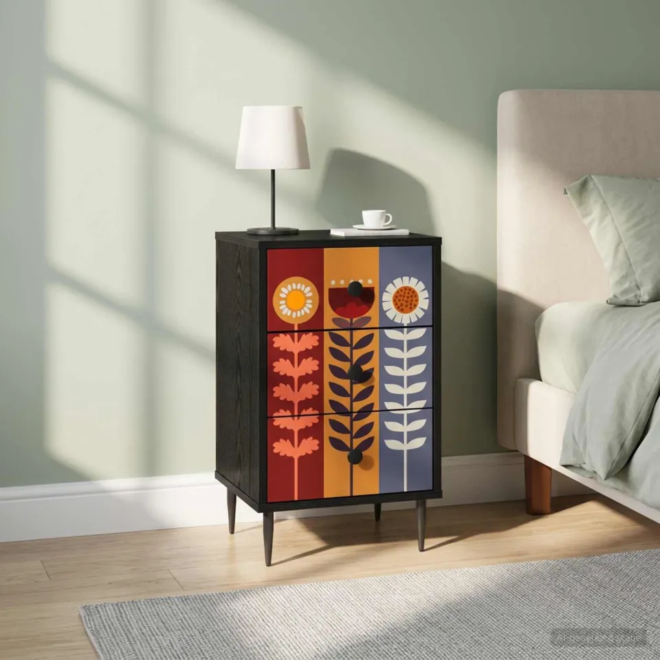 vidaXL Nachtkastje ESSEN 2 st Zwart eiken 36 x 33 x 61 cm Bewerkt hout, foto 4