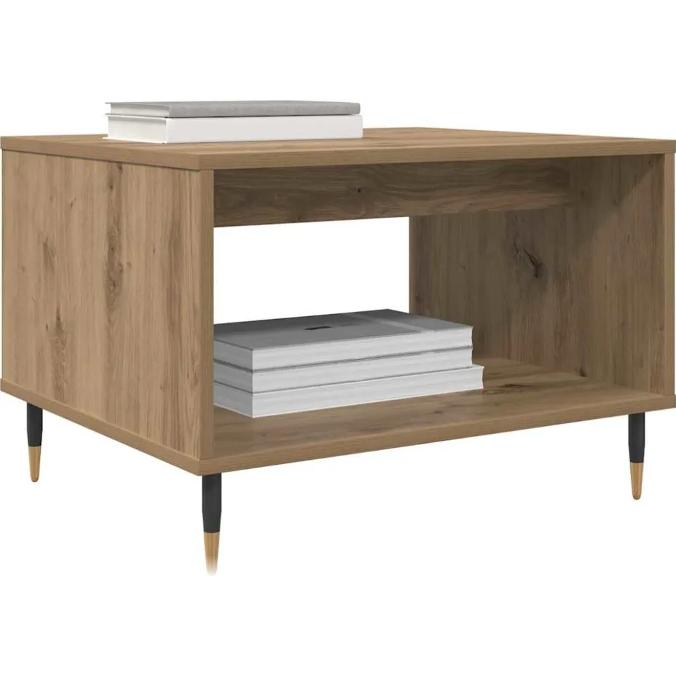 vidaXL Salontafel artisanaal eikenkleurig 60 x 50 x 40 cm Bewerkt hout Beige