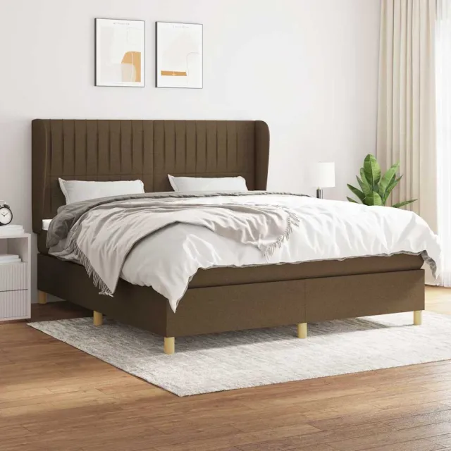vidaXL Boxspring met matras stof donkerbruin 180x200 cm bruin