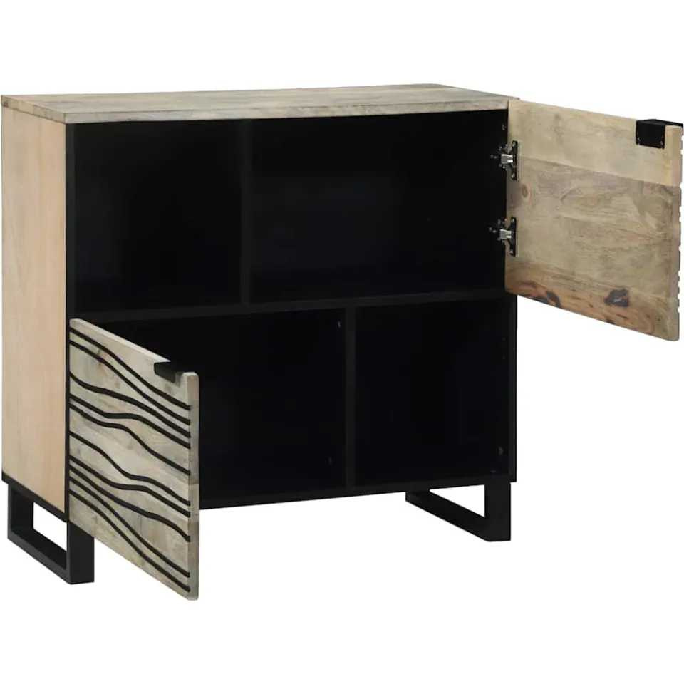 vidaXL Dressoir Wit 80 x 33 x 75 cm massief mangohout, foto 2