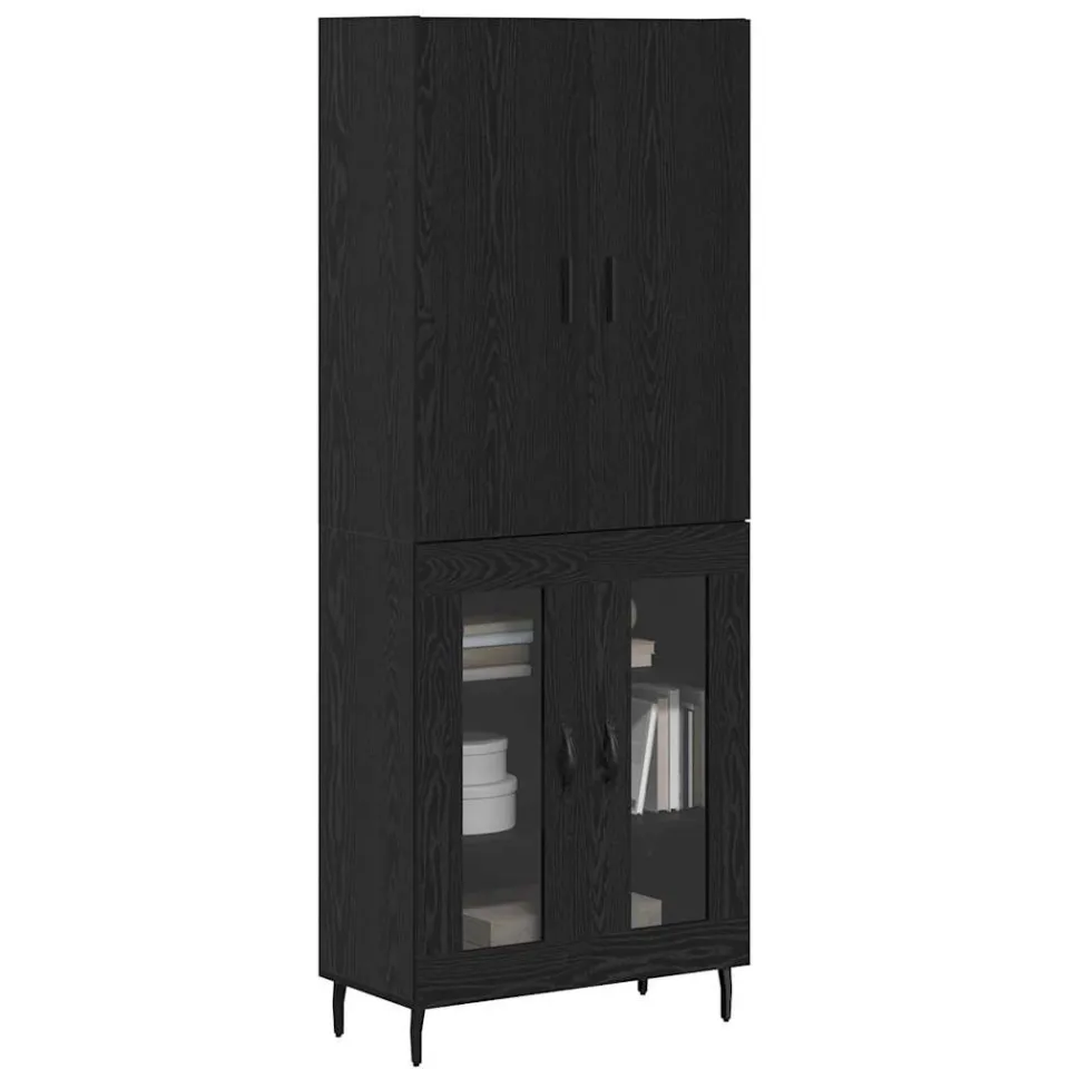 vidaXL Hoge kast 2 st Zwart eiken 69,5 x 34 x 180 cm Bewerkt hout Bruin