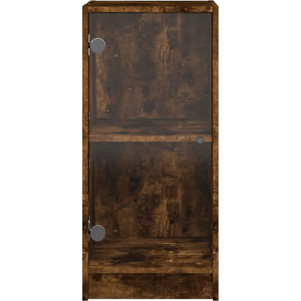 vidaXL Bijzetkast met glazen deuren 35x37x75,5 cm gerookt eikenkleurig, foto 4