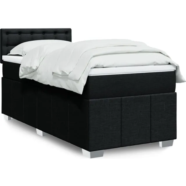 vidaXL Boxspring met matras stof zwart 90x200 cm
