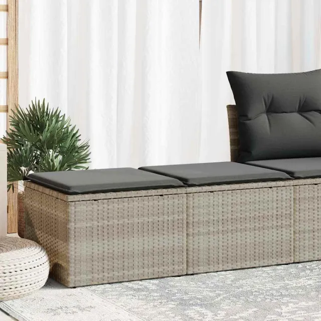 vidaXL 2-delige Loungeset met kussens poly rattan acacia lichtgrijs grijs