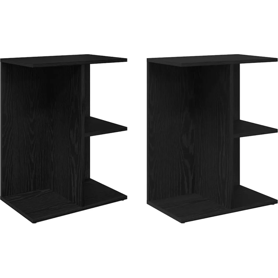 vidaXL Nachtkastjes 2 st 46,5x29x61 cm bewerkt hout zwart eikenkleur, foto 3