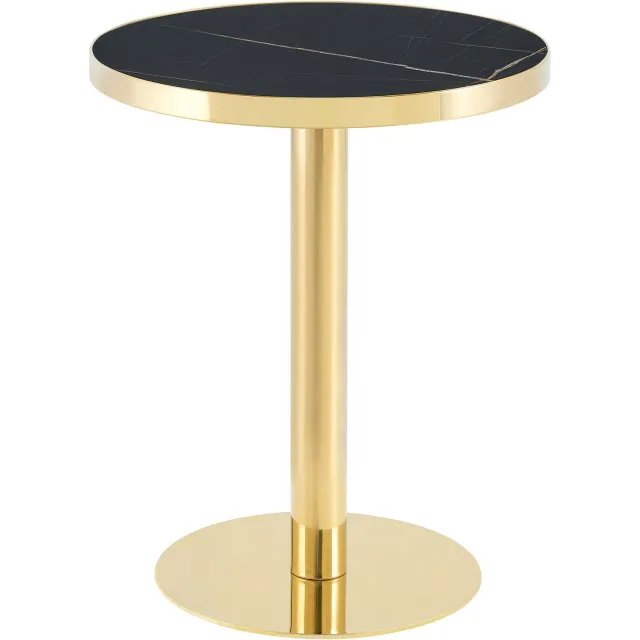SONNENH Ronde bijzettafel - Zwarte marmerlook en goudkleurige voet - Ø59,5 x 73,5 cm Zwarte marmerlook | Goudkleurig