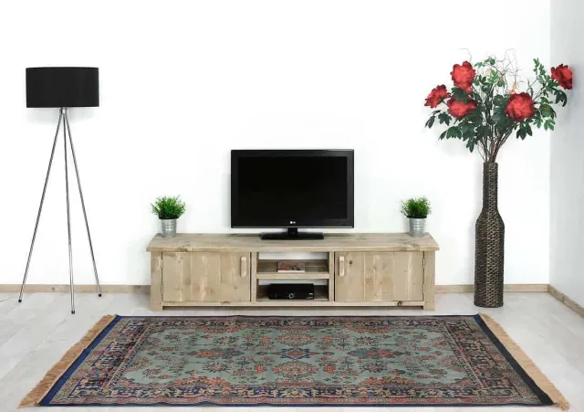 NordXL Strak steigerhouten TV meubel Madras met deuren