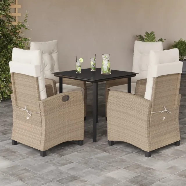 vidaXL 5-delige Tuinset met kussens poly rattan beige, foto 2