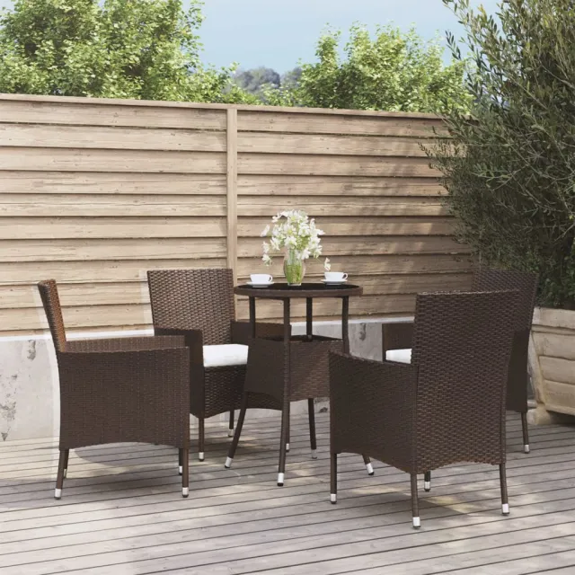 vidaXL 5-delige Bistroset met kussens poly rattan bruin, foto 2