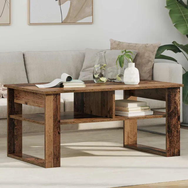 vidaXL Salontafel Oudhout 96 x 54 x 44 cm Bewerkt hout bruin, foto 2