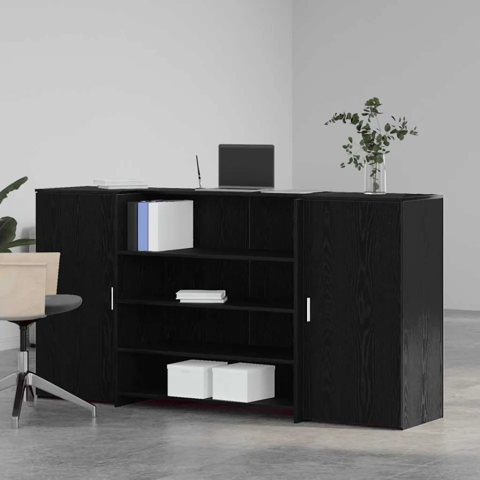vidaXL Receptiebalie zwart eiken 200x50x103,5 cm bewerkt hout, foto 2