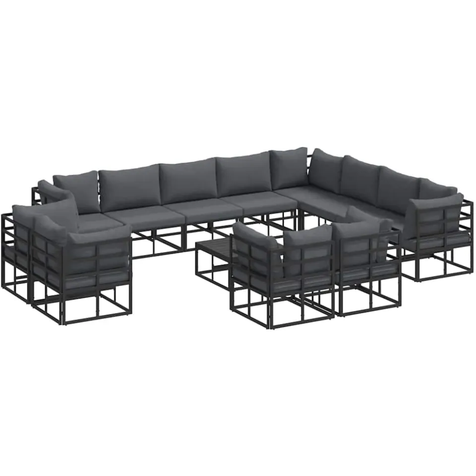 vidaXL Tuinbankenset 13 st Zwart Aluminium