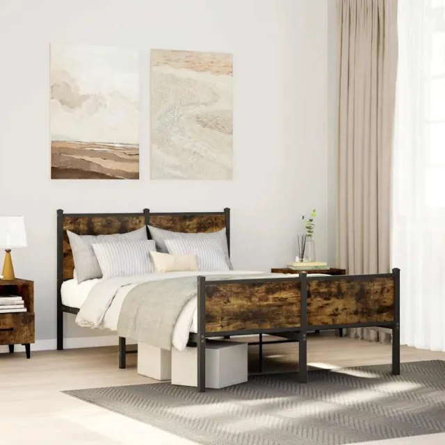 vidaXL Bedframe zonder matras metaal gerookt eikenkleurig 120x190 cm