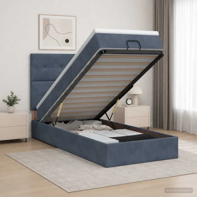 vidaXL Ottoman bed met matras Donkergrijs 100 x 200 cm Fluweel