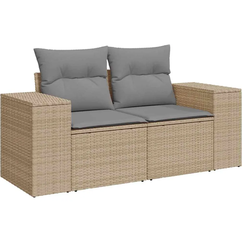 vidaXL 7-delige Loungeset met kussens poly rattan grijs, foto 4