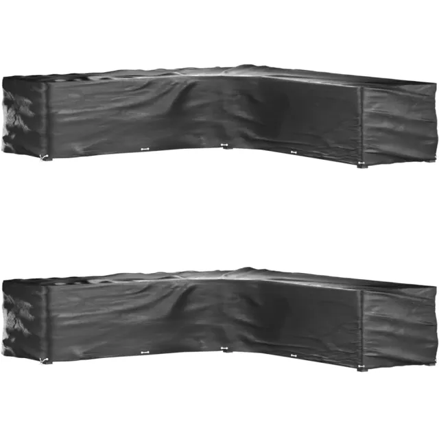 vidaXL Tuinmeubelhoezen L-vormig 2 st 20 oogjes 300x300x70 cm Zwart