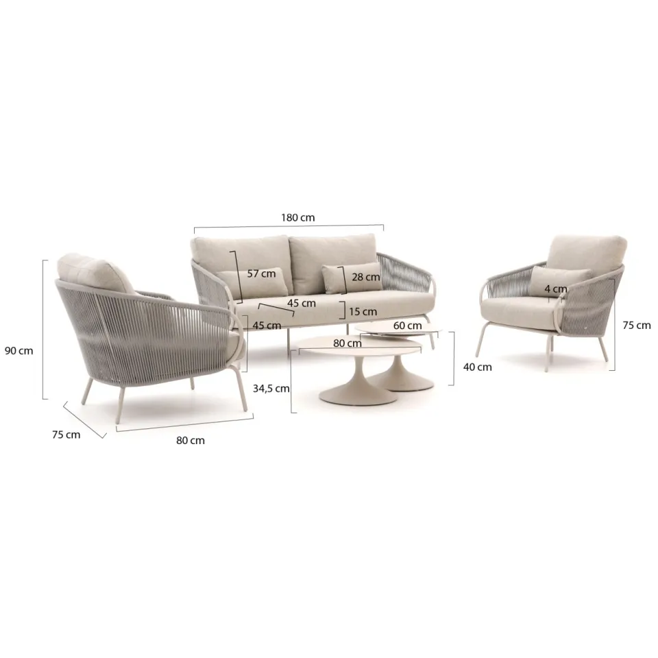 Suns Dolce/Nova stoel-bank loungeset 5-delig taupe, foto 2