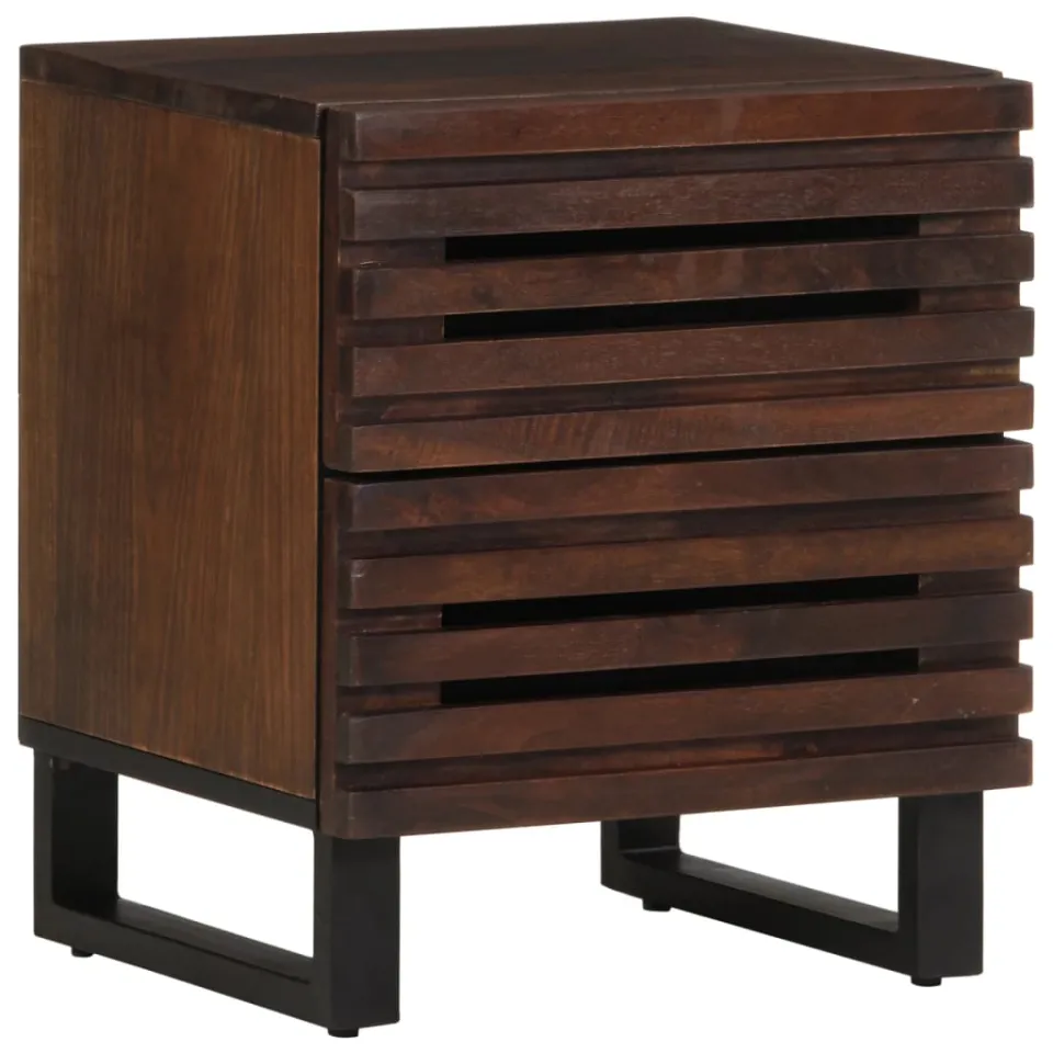 vidaXL Nachtkastjes 2 st 40x34x46 cm massief mangohout bruin