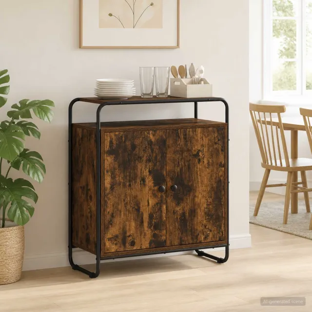 vidaXL Dressoir Gerookt eiken 68 x 35 x 75 cm Bewerkt hout Bruin