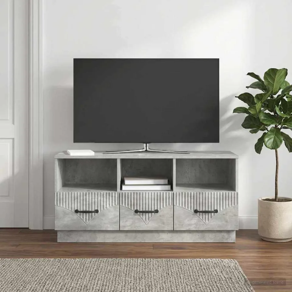 vidaXL TV-kast met lade Betongrijs 102 x 34,5 x 47 cm Bewerkt hout grijs, foto 4