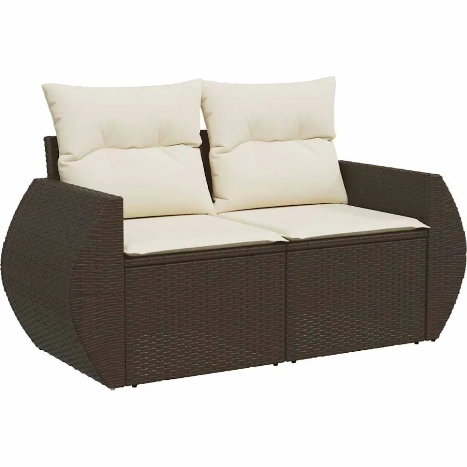 vidaXL 5-delige Loungeset met kussens poly rattan bruin, foto 4