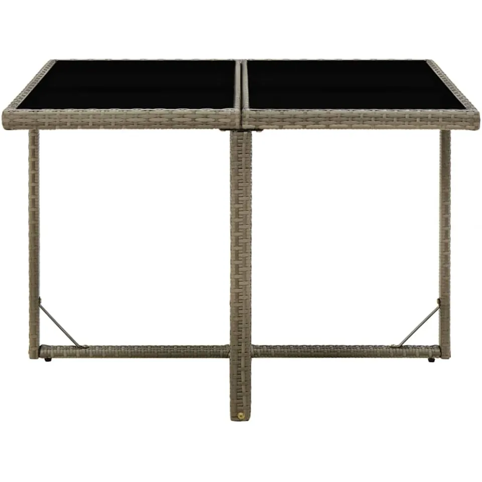 vidaXL Tuintafel 109x107x74 cm poly rattan en glas grijs