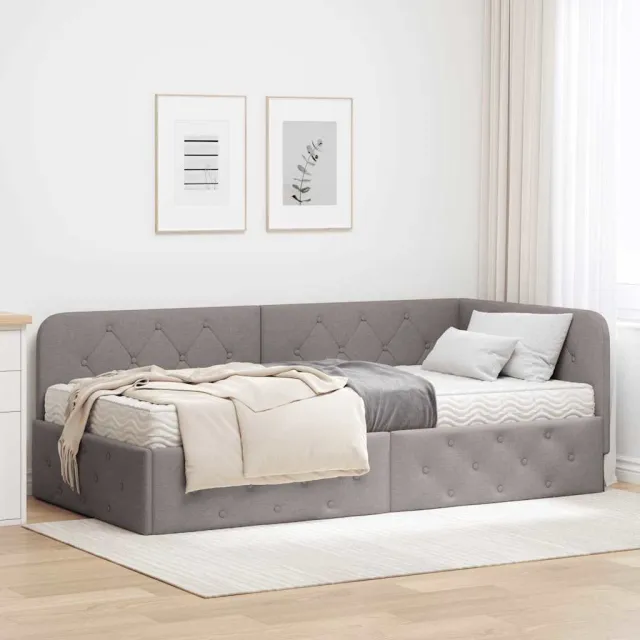 vidaXL Hoekbedframe Taupe 90 x 200 cm Stof