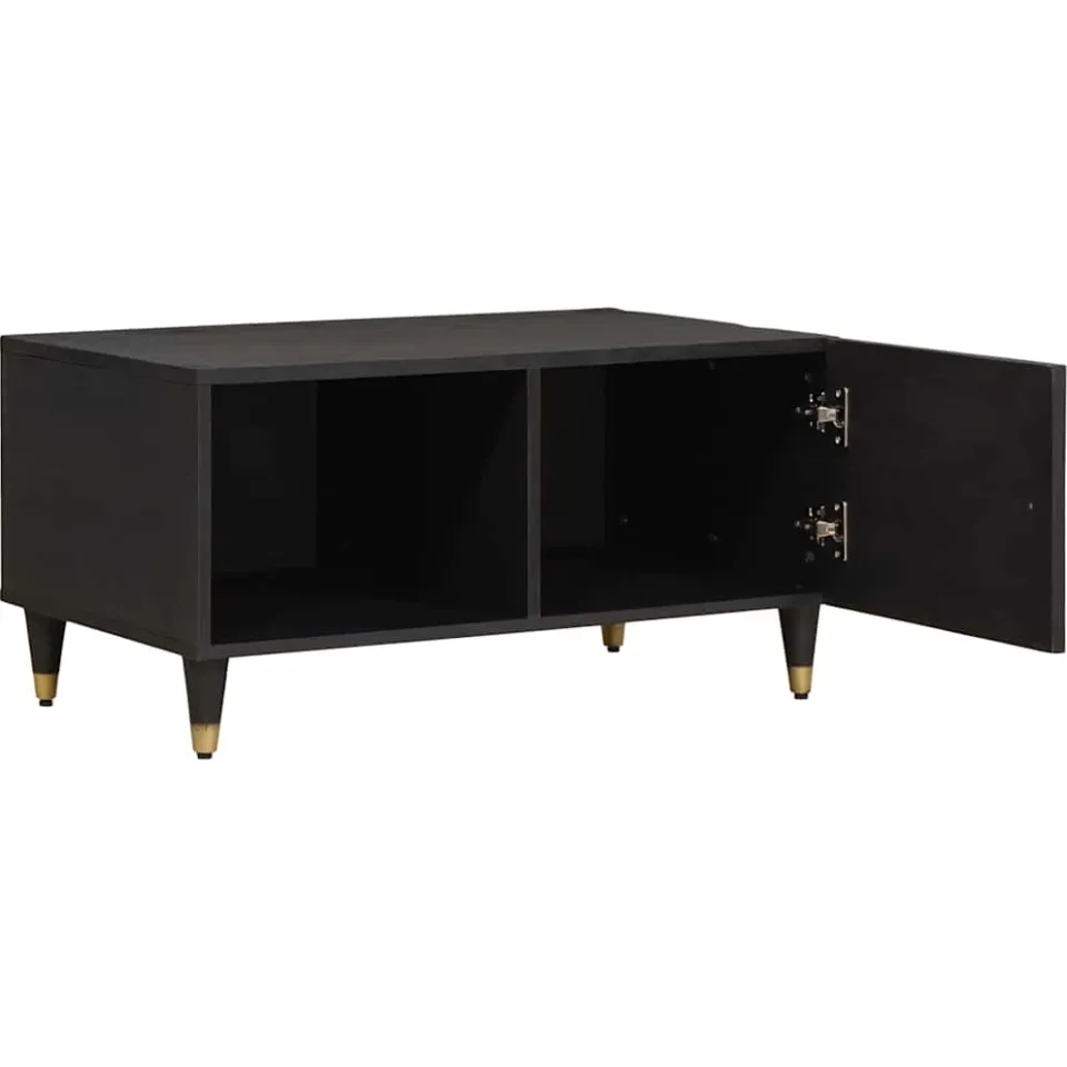 vidaXL Salontafel Zwart 80 x 50 x 40 cm Massief Mango Hout, foto 2